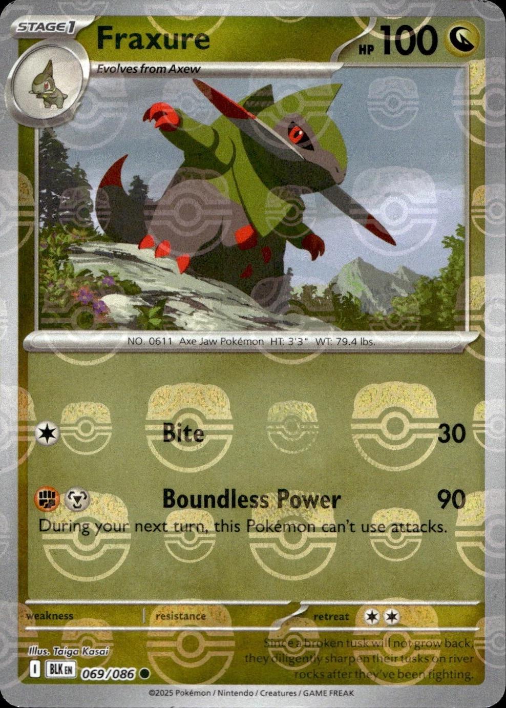 Fraxure (Master Ball Pattern) 069/086  - Holofoil