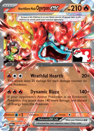 Hearthflame Mask Ogerpon ex 040/167 [Prize Pack Series Cards]  - Holofoil